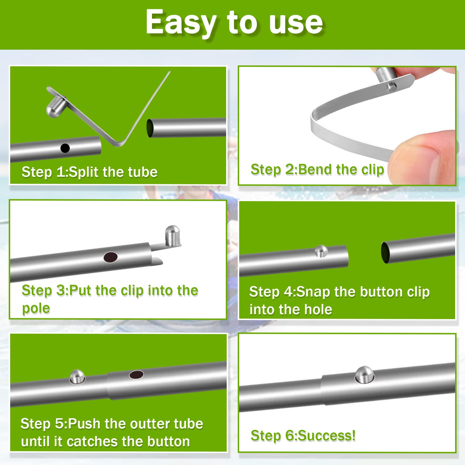 Demissle 16 Pieces Canopy Metal Push Button Spring Clip Stainless Steel Push Button Clips V Shaped Tent Pole Clips Spring Button