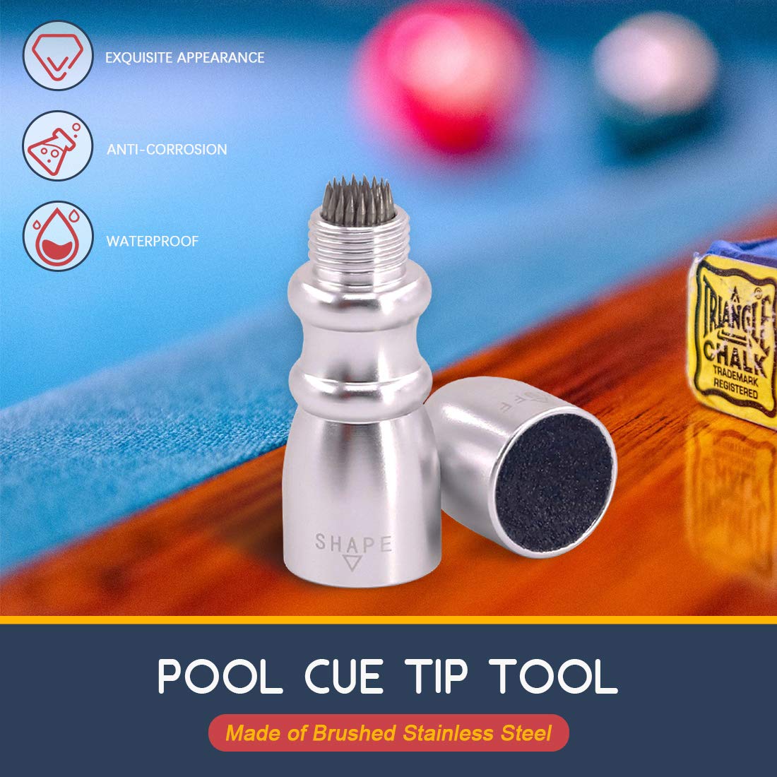Hilitchi Multifunction Bowtie Snooker Billiard Pool Cue Tip Stick Shaper Repair Tools, 3 In 1 Tool - Shaper, Scuffer, Aerator