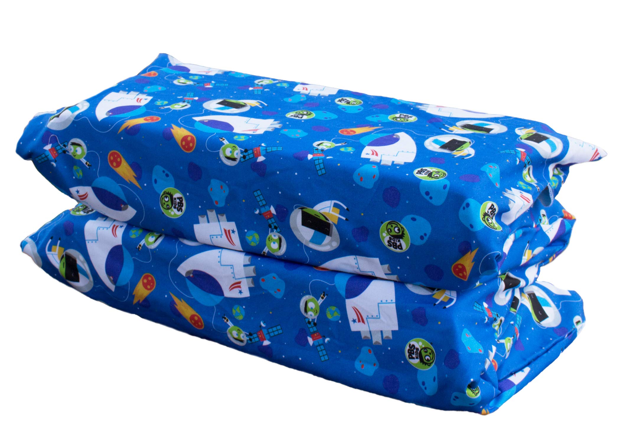 Kindermat 1.5'' Thick + Pbs Kids Kinderbundle - Washable Cover, Special Edition - Space Explorer - Regular, Sheet Is 47'' X 22''