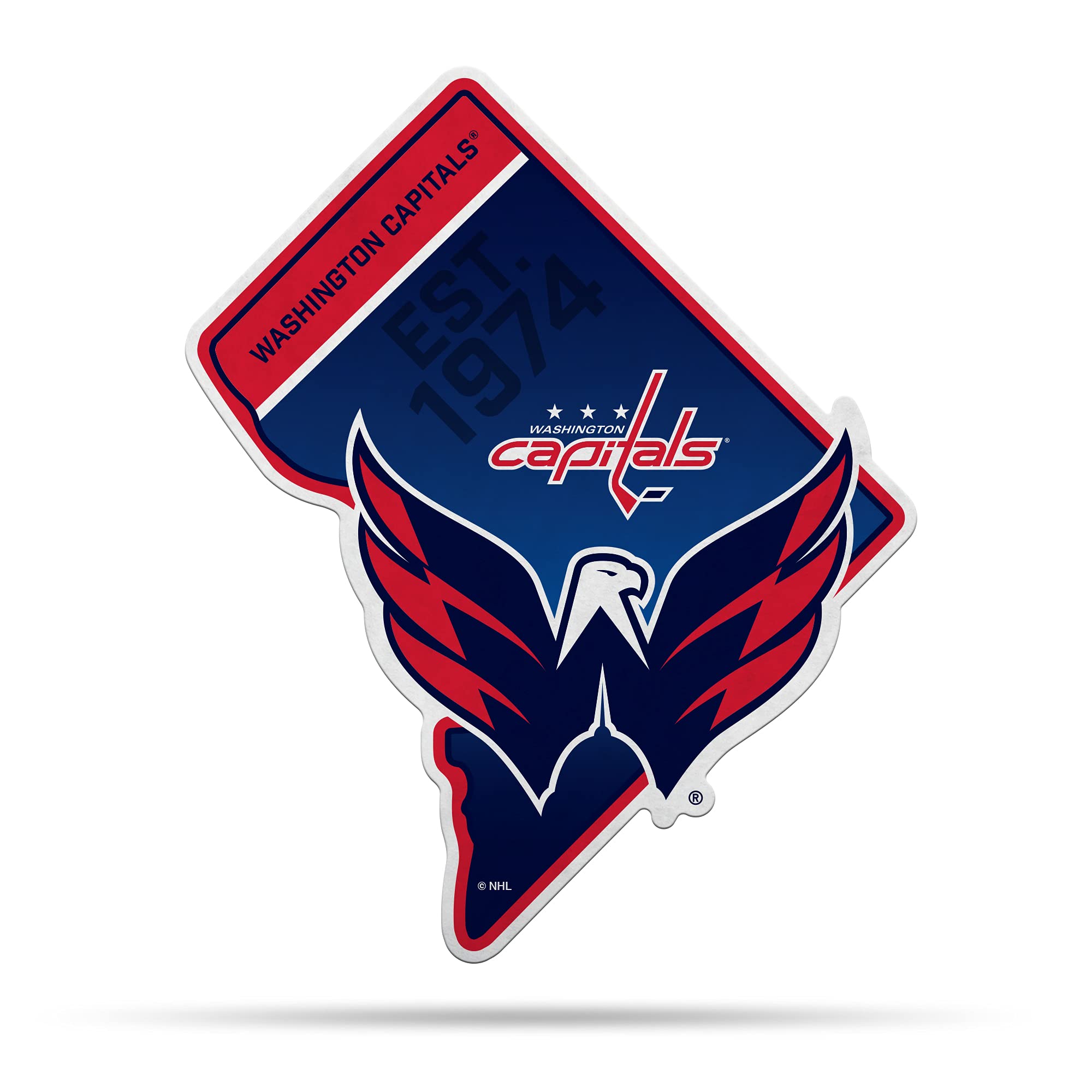 Rico Industries Nhl Washington Capitals State Shape Shape Cut Pennant - Home And Living Room D  Cor - Soft Felt Ez To Hang