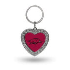 Rico Industries Ncaa Arkansas Razorbacks Metal Rhinestone Heart Keychain 1.38 X 3-''