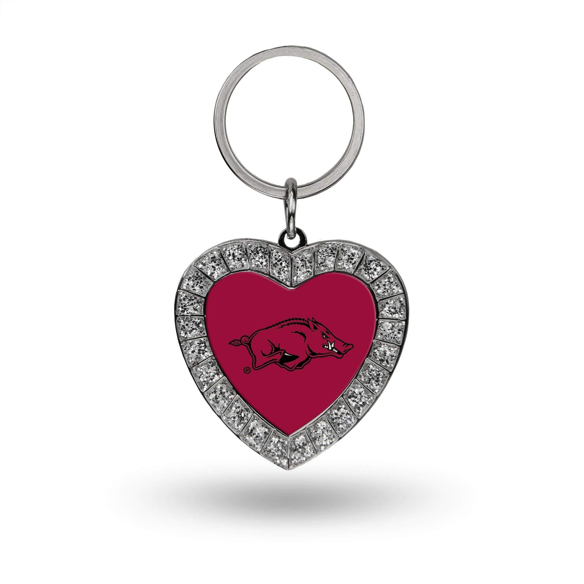 Rico Industries Ncaa Arkansas Razorbacks Metal Rhinestone Heart Keychain 1.38 X 3-''