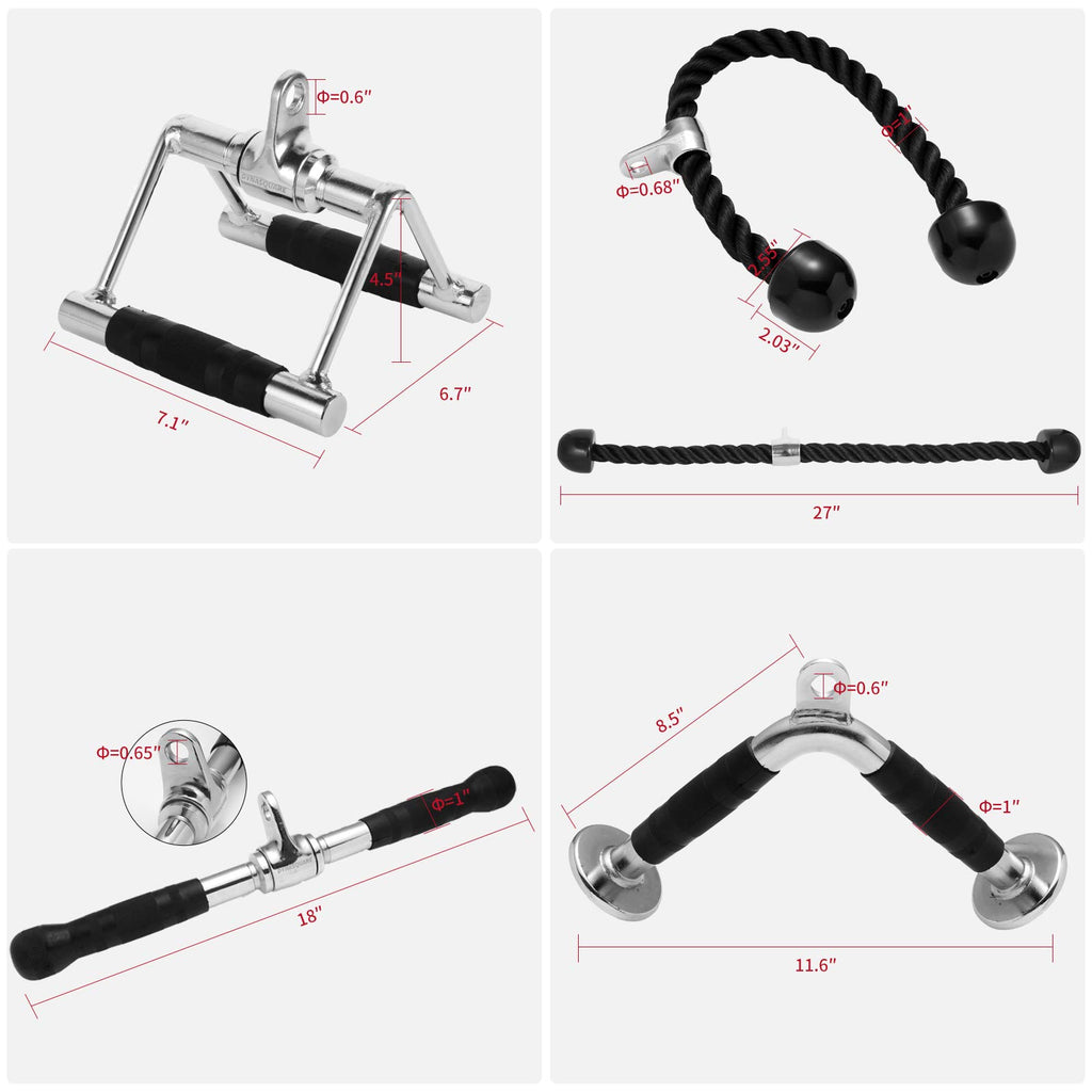 Dynasquare Tricep Press Down Cable Machine Attachment, Lat Pulldown Attachments, Home Gym Accessories, Double D Handle, V-Shaped