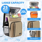 Bagtopia Camping Cooler Backpack 25 Cans, Leak Proof Soft Insulated Compartments Thermal Bag, Portable Lightweight Beach Travel