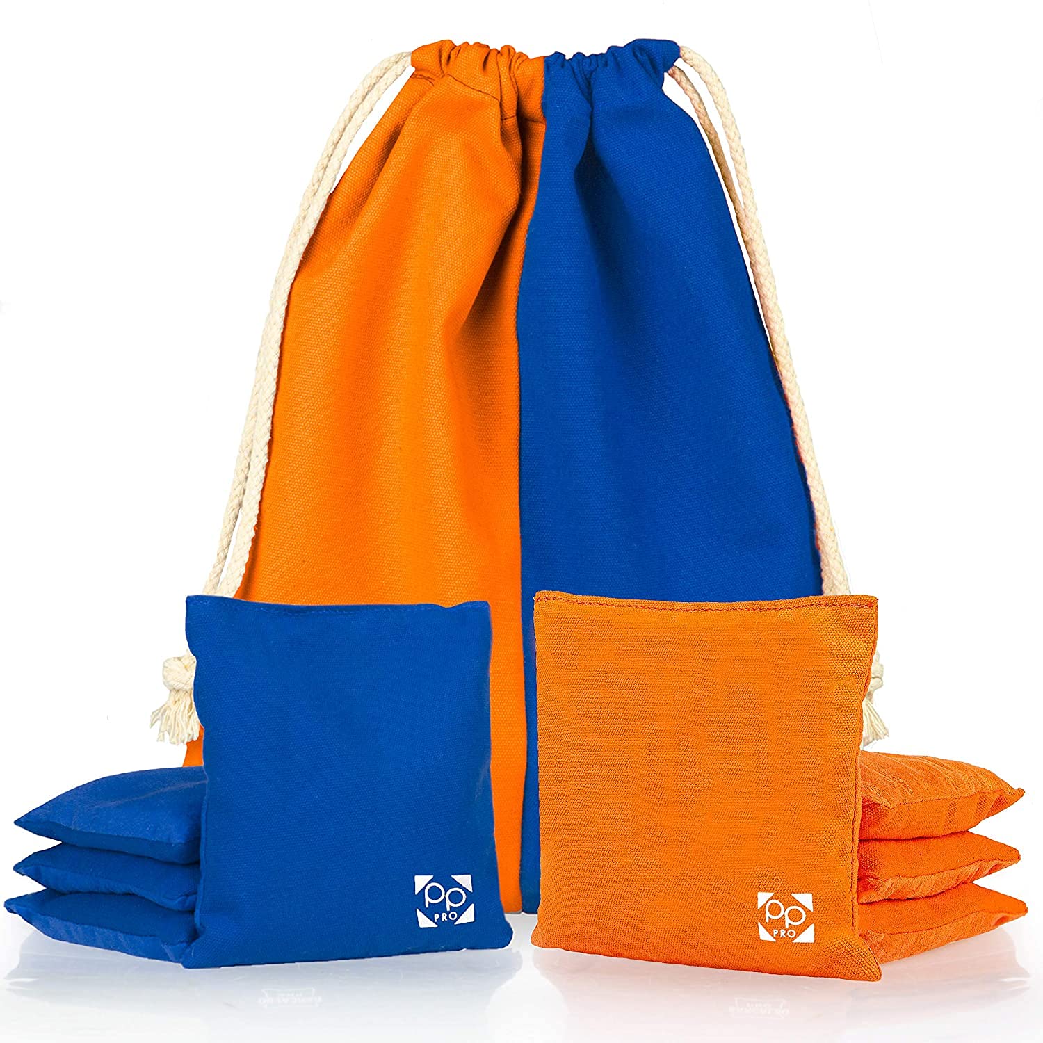 Play Platoon Professional Cornhole Bags - Set of 8 Regulation All Weather Two Sided Bean Bags for Pro Corn Hole Game - 4 Orange 