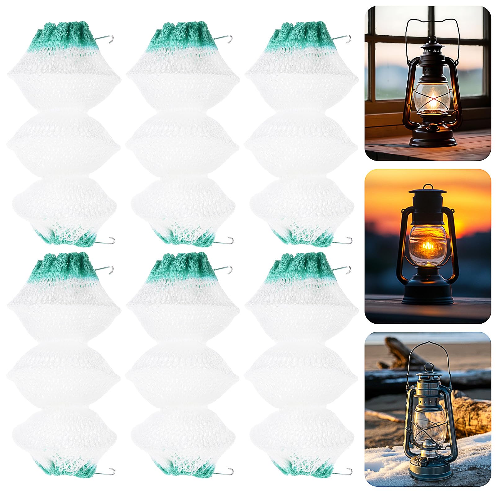 Classicseali 6PCS Lantern Mantles, 3-Layer Mantles for Gas Lantern, Gases Lanterns Mantle, Detachable Metal Clips, for Outdoor C