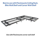 Fleximounts 4-Pack Add-On Storage Rail Hook Accessory For Garage Ceiling Storage Rack And Wall Shelving, Black