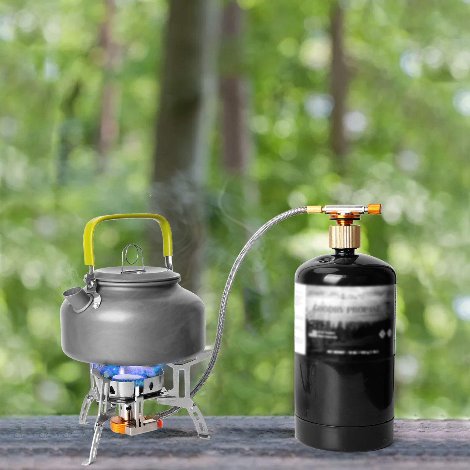 Odoland 3500W Windproof Camp Stove Camping Gas Stove With Fuel Canister Adapter, Piezo Ignition, Carry Case, Portable Collapsibl