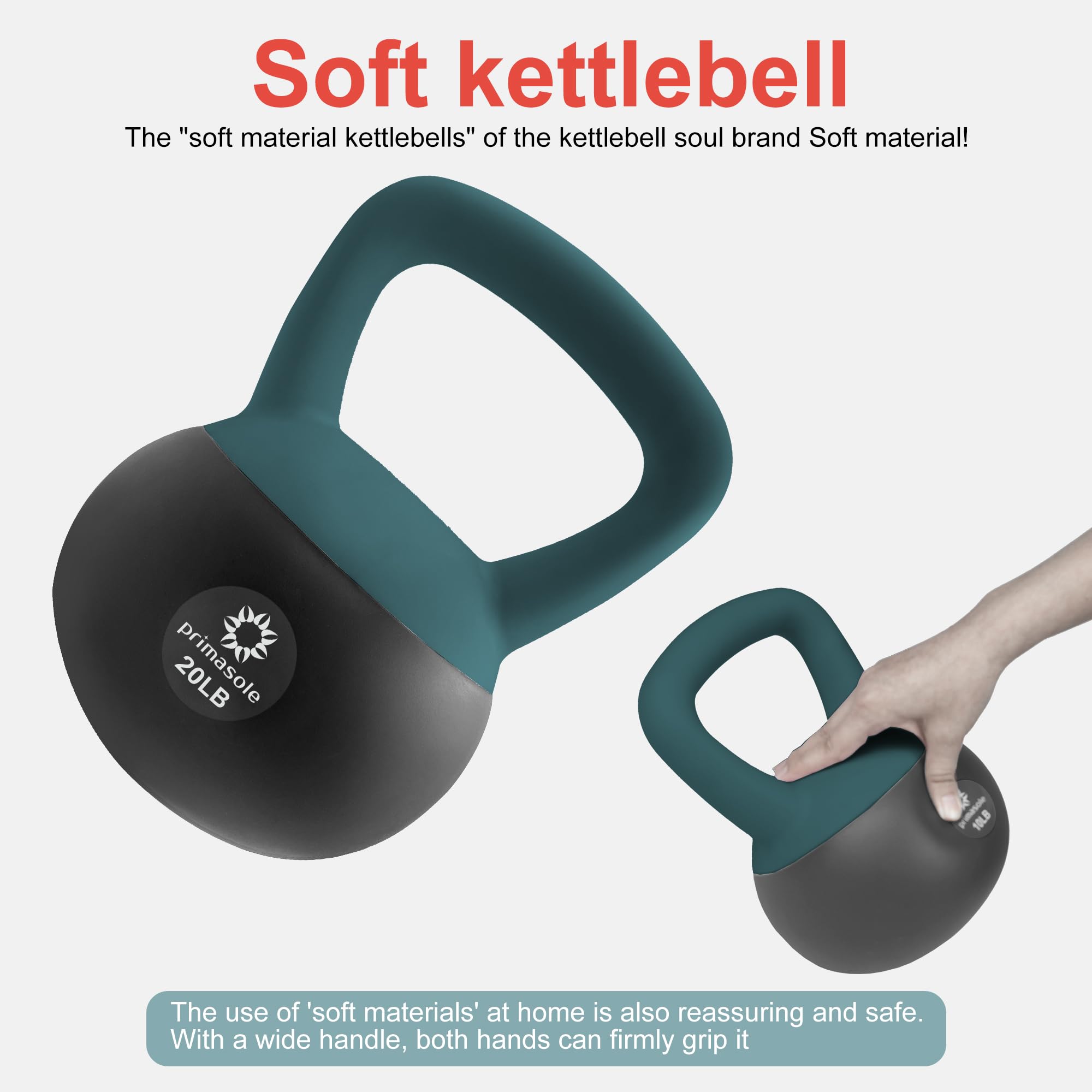 Primasole Soft Kettlebell Shook Resistance base. Anti Slip hand Kettlebell weights for Home workout anti-impact Kettlebells dumb