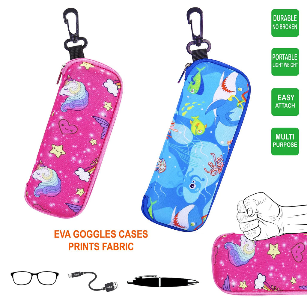 Ruigao 2Pk Kids Swim 3-5, Toddler Goggles Fabric Strap, No Hair Pull Swimming Goggles For Toddler/Kids/Youth (2Pk - Rainbow & Bl