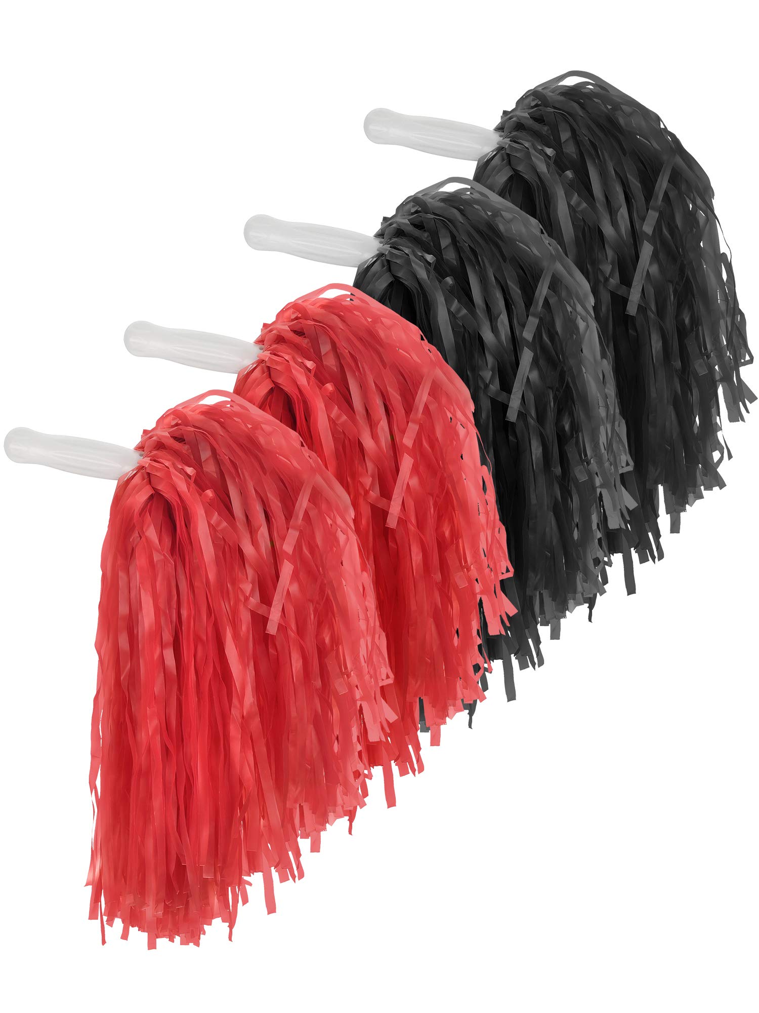 Pangda 12 Pack Cheerleading Pom Poms Sports Dance Cheer Plastic Pom Pom For Sports Team Spirit Cheering (Red And Black)