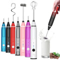 Laposso Milk Frother Rechargeable Handheld Electric Whisk Coffee Frother Mixer With 3 Stainless Whisks 3 Speed Adjustable Foam M