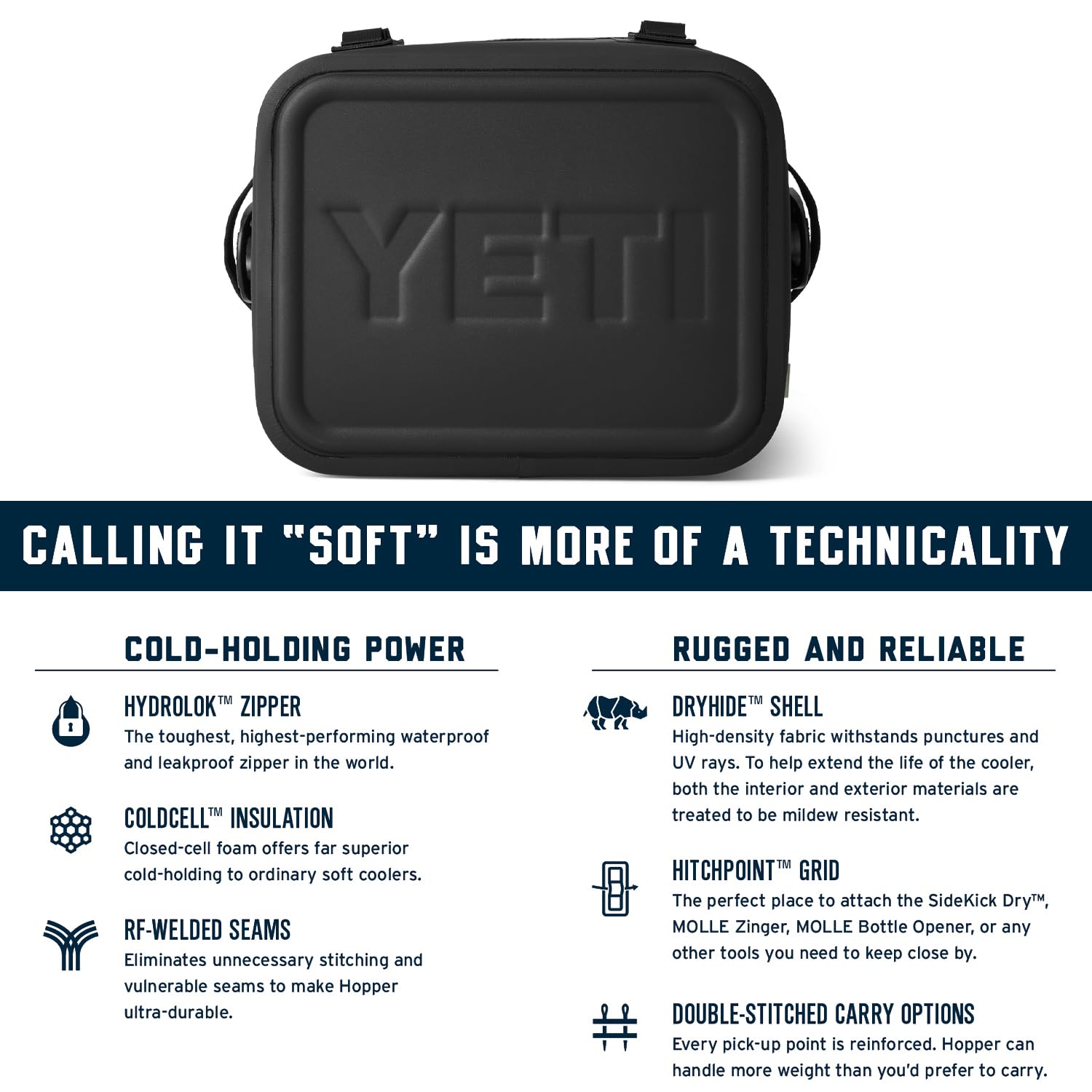 YETI Hopper Flip 12 Portable Cooler, Black
