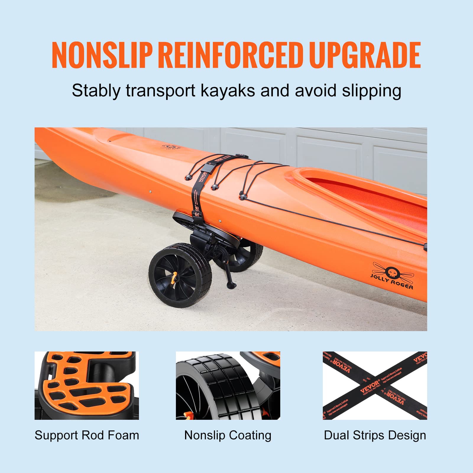 Vevor Kayak And Canoe Trolley Cart With 10'' Solid Tires