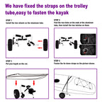 Asmsw Kayak Cart Canoe Paddleboard Sup Trolley Carrier With No-Flat Wheels 100Lbs Capacity