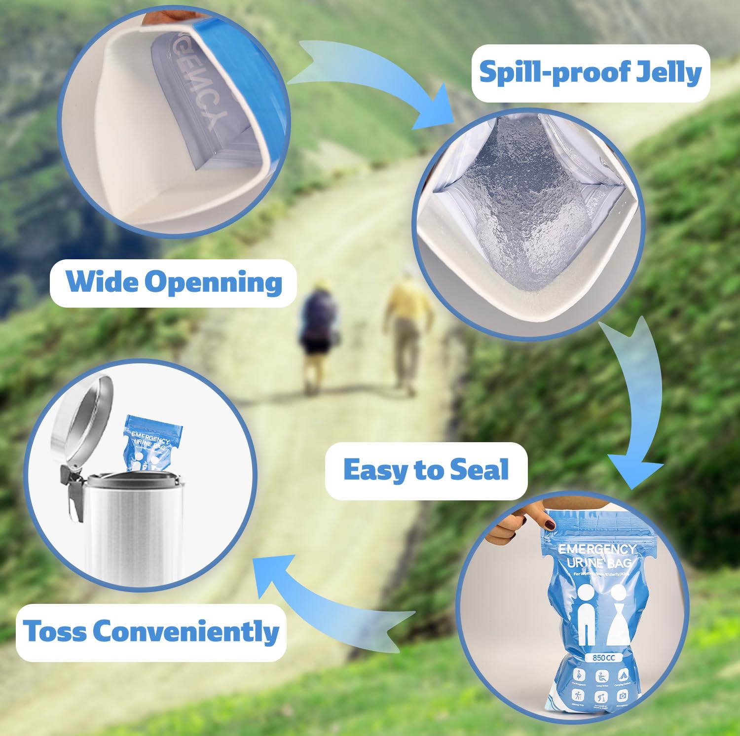 Prelady Disposable Urine Bag, 12 Pcs Emergency Portable Urinal Bags For Men/Women, Unisex Pee And Vomit Bags For Travel, Camping