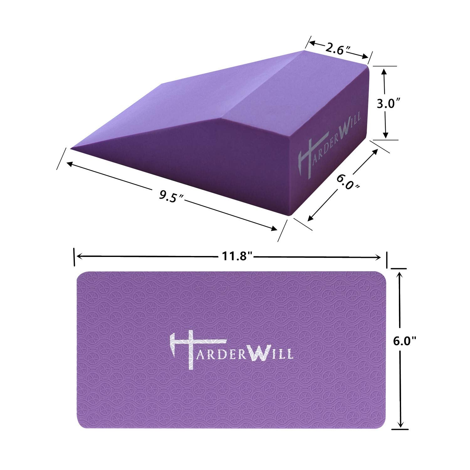 Harderwill 5 In 1 Yoga Foam Wedge Blocks (Pair), Calf Raise Block, Yoga Knee Pads Set, Calf Stretcher, Yoga Wrist Support, Balan