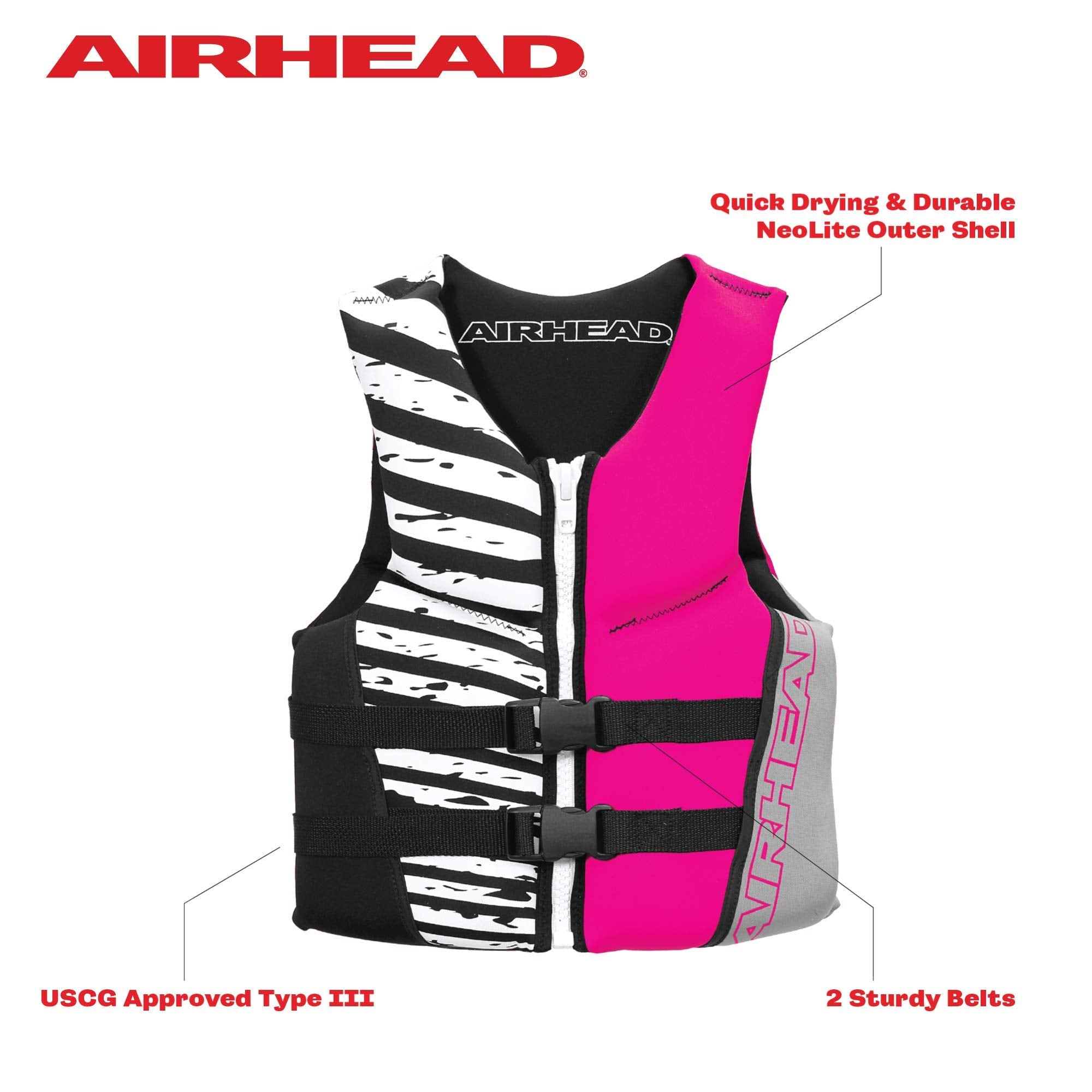 Airhead Wicked Kwik-Dry Neolite Flex Lift Jacket | Us Coast Guard Approved, Designed For Water Sports, Youth & Women'S