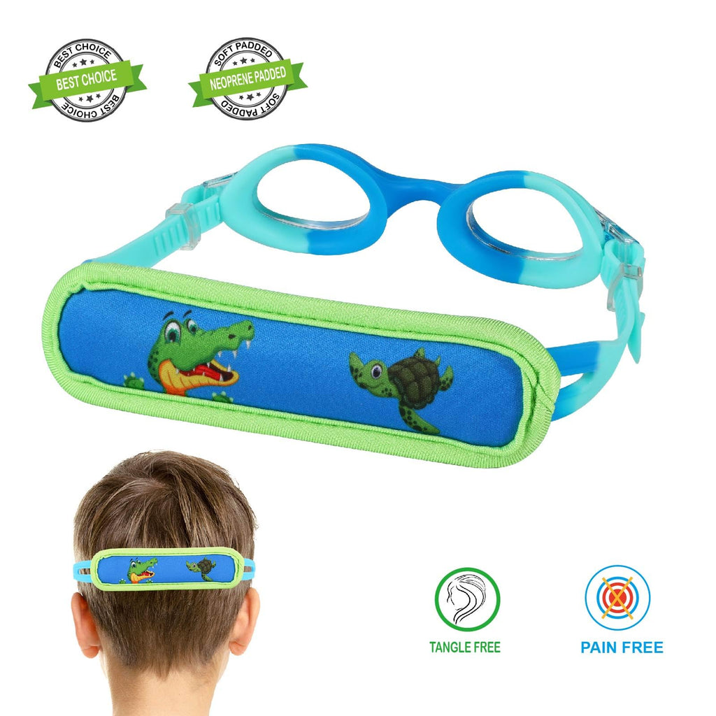 RUIGAO Kids Swim Goggles Age 2-6, Toddler Goggles No Hair Pull,UV Protection/Anti Fog/Padded HeadBand (1PK Kids -Blue & Blue)