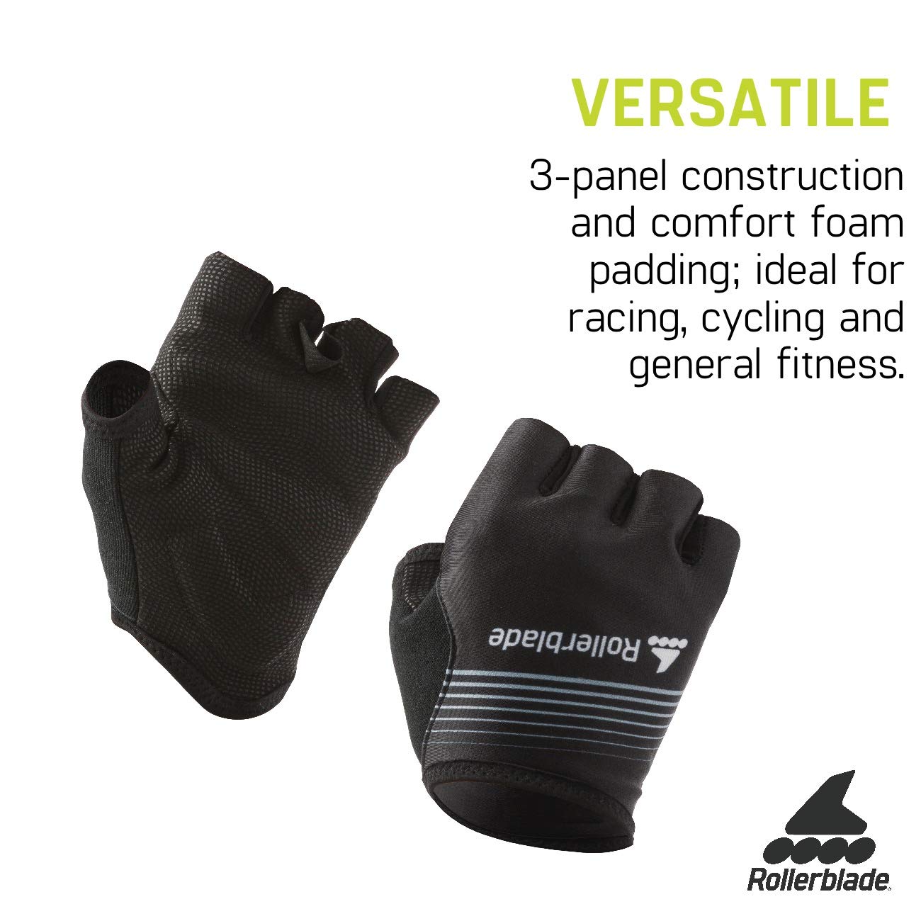 Rollerblade Race Glove, 1 Pair, Black, Large