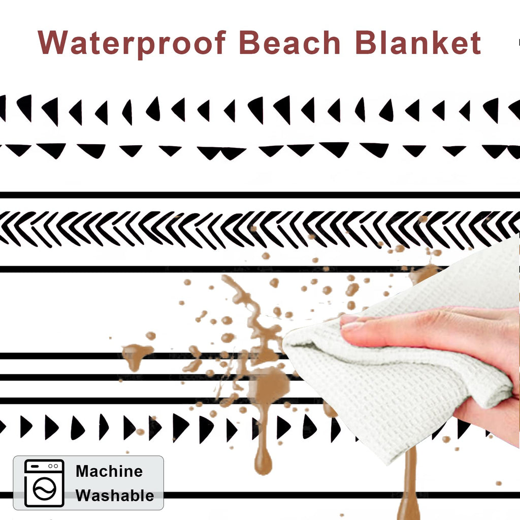 Large Beach Blanket For 1-4 Adults, 78''  86'' Waterproof Sandproof Beach Blankets With 4 Stakes & 4 Corner Pockets, Polyester L