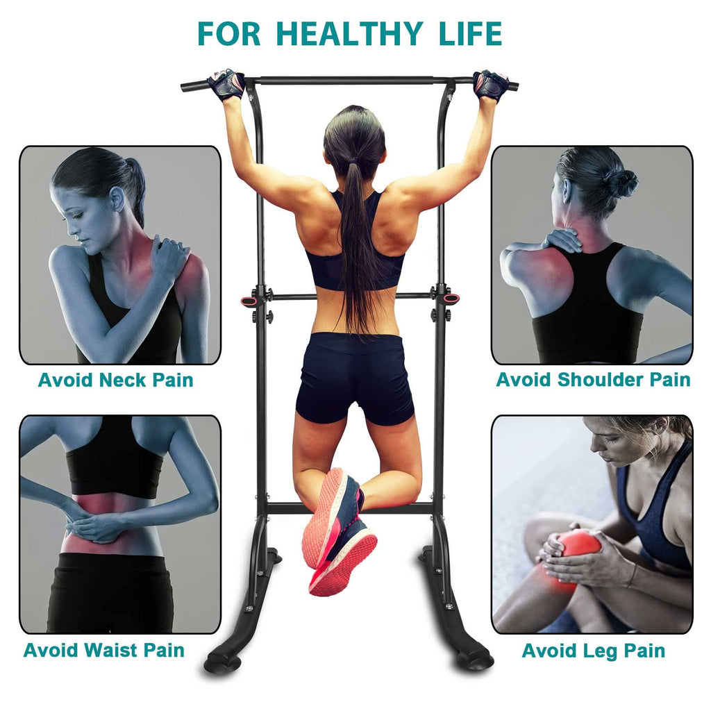 Kl Klb Sport Power Tower Workout Dip Station Pull Up Bar Height Adjustable Multi-Function Dip Stand For Home Gym Strength Traini