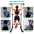 Kl Klb Sport Power Tower Workout Dip Station Pull Up Bar Height Adjustable Multi-Function Dip Stand For Home Gym Strength Traini