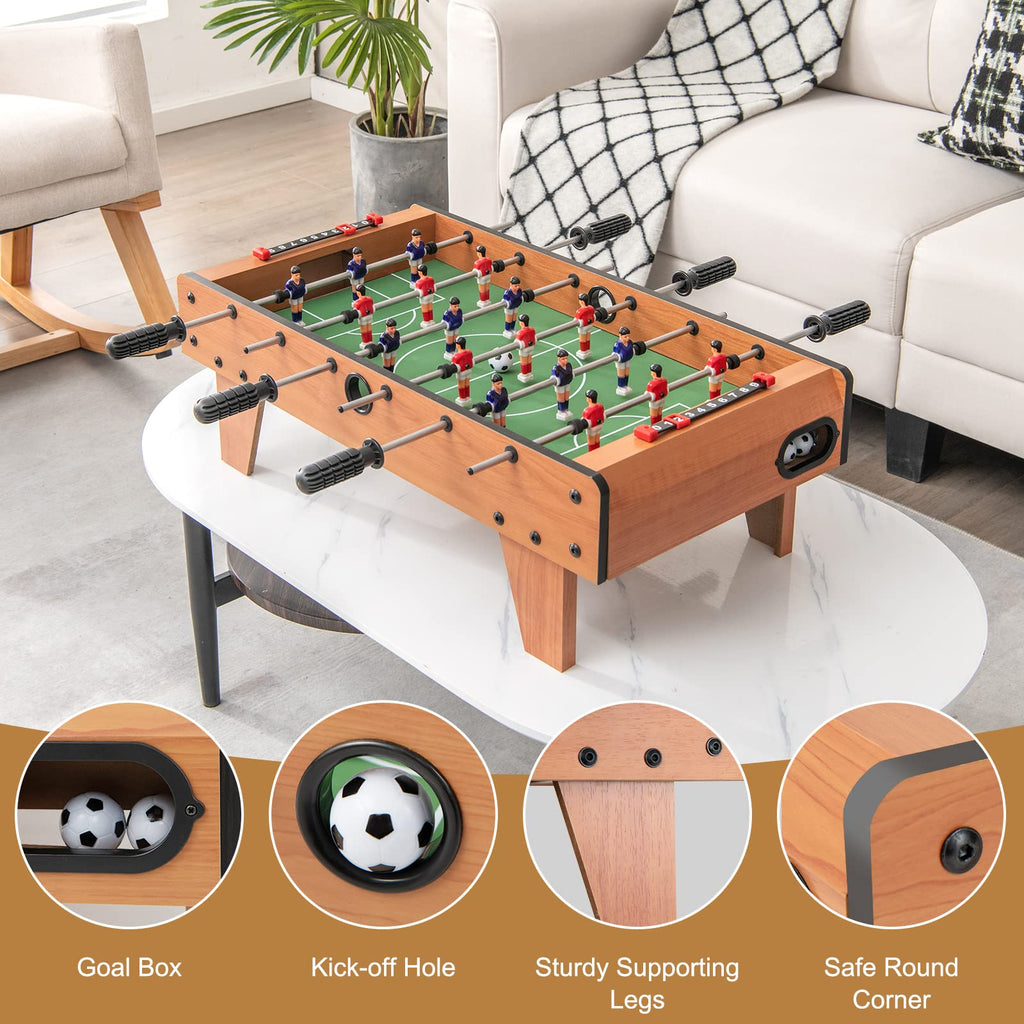 Giantex 27'' Foosball Table, Easily Assemble Wooden Soccer Game Table Top W/Footballs, Indoor Table Soccer Set For Arcades, Game