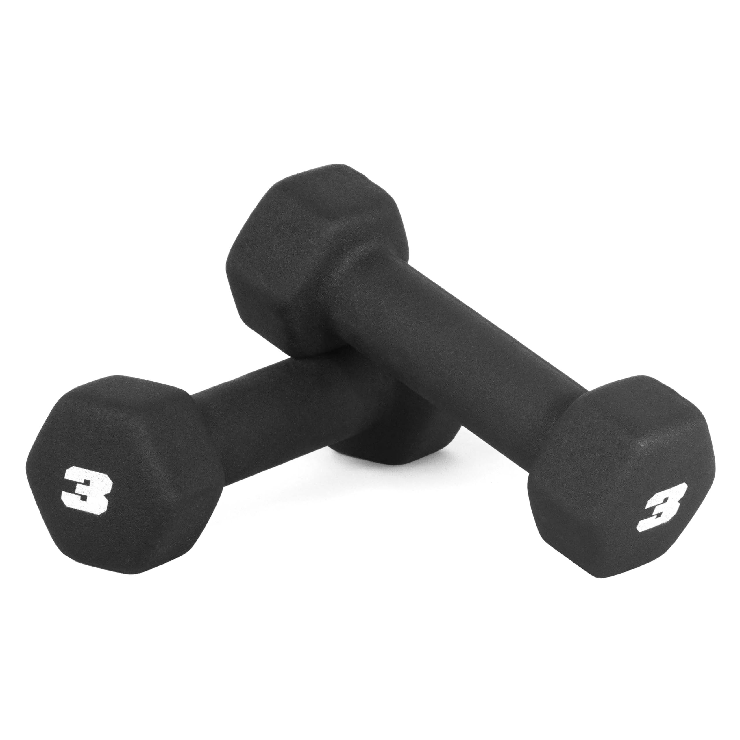 Cap Barbell Neoprene Dumbbell Weights, 3 Lb Pair, Black