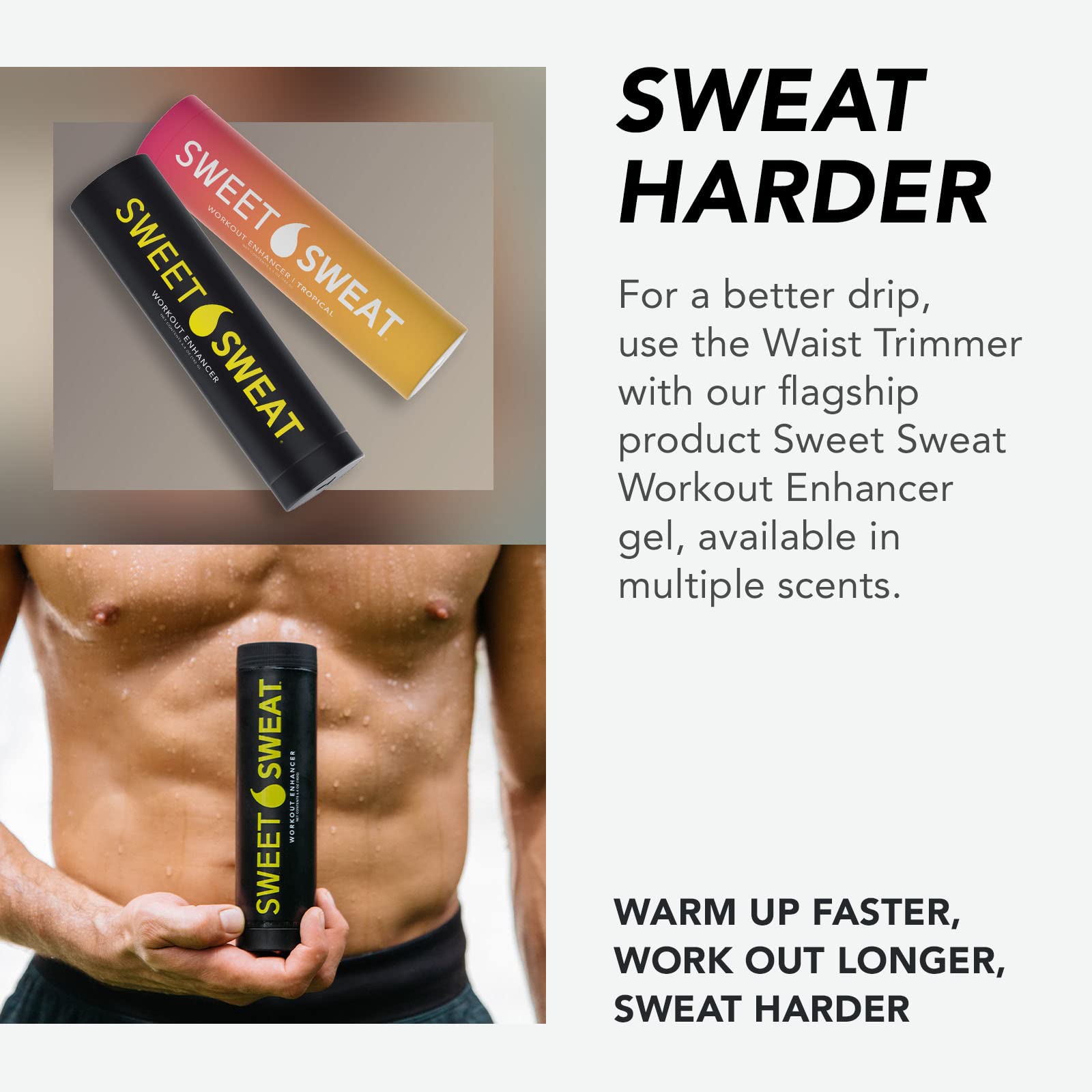 Sweet Sweat Waist Trimmer For Women And Men - Sweat Band Waist Trainer Belt For High Intensity Training And Gym Workouts, 5 Adju