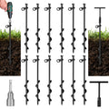 Faurimmer 12 Pack Ground Anchor Heavy Duty Earth Anchors With T Handle Hex Wrench & Power Nut Driver, Metal Stakes Ground Anchor