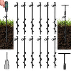 Faurimmer 12 Pack Ground Anchor Heavy Duty Earth Anchors With T Handle Hex Wrench & Power Nut Driver, Metal Stakes Ground Anchor