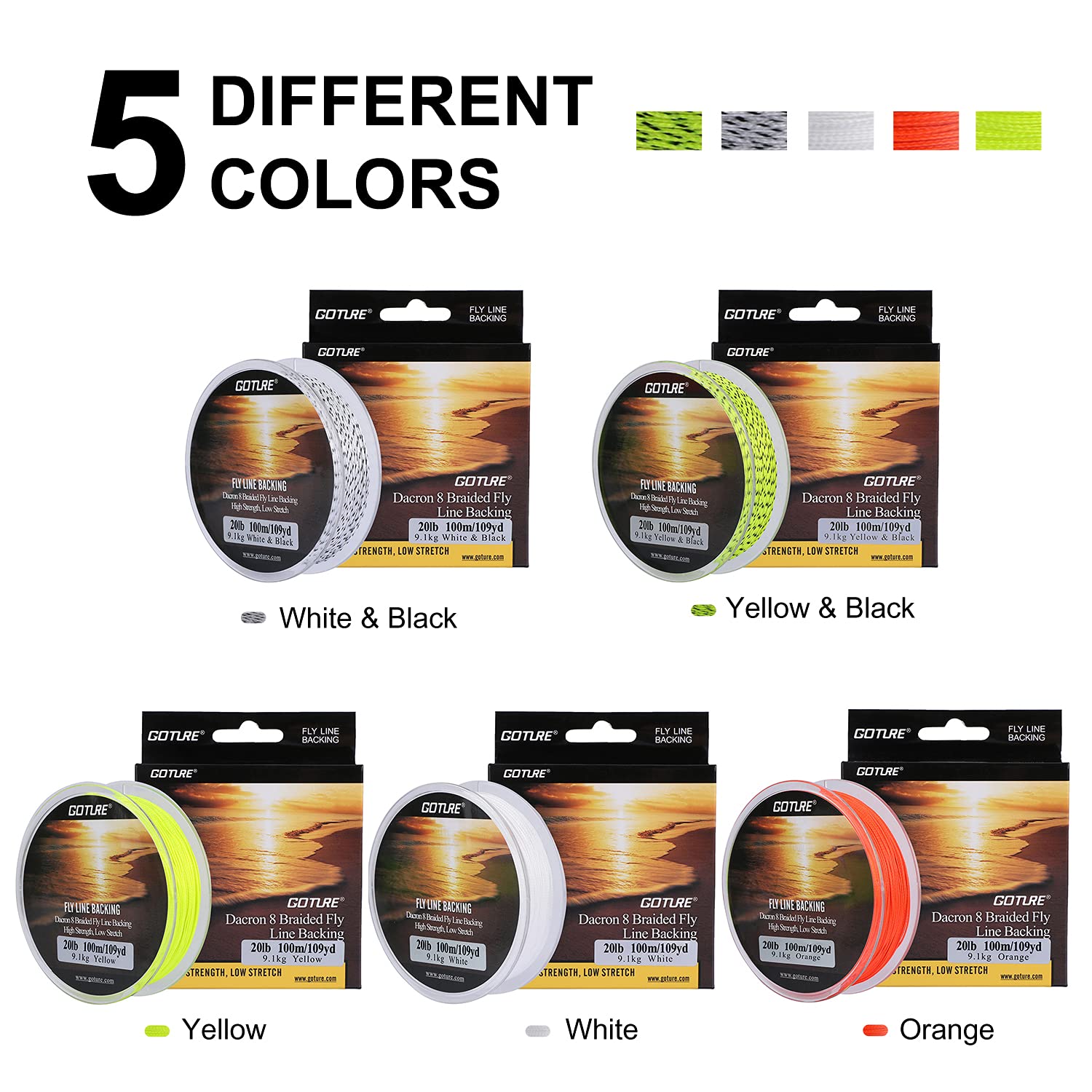 Goture Fishing Line Fly Line Dacron Backing//8 Strands Braided High Strength Pe Smooth For Trout Bass Pike Saltwater Freshwater