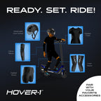 Hover-1 Chroma Folding Kick Scooter for Kids with Multicolor Wheel Lights, 3    Front Wheels, Rear Foot Brake, and 110 LB Weight