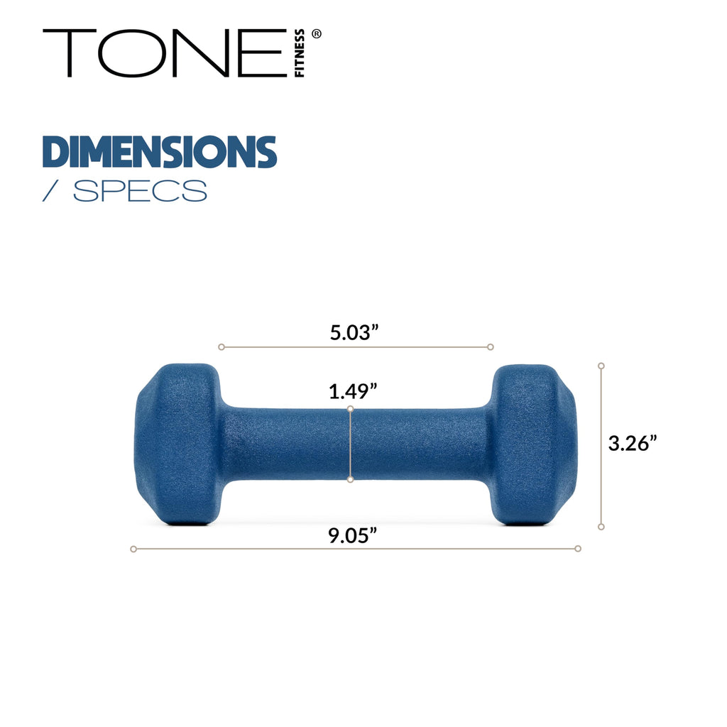 Tone Fitness 8 lb Neoprene Dumbbell Pair for Home Workouts - Non-Slip Design - Purple