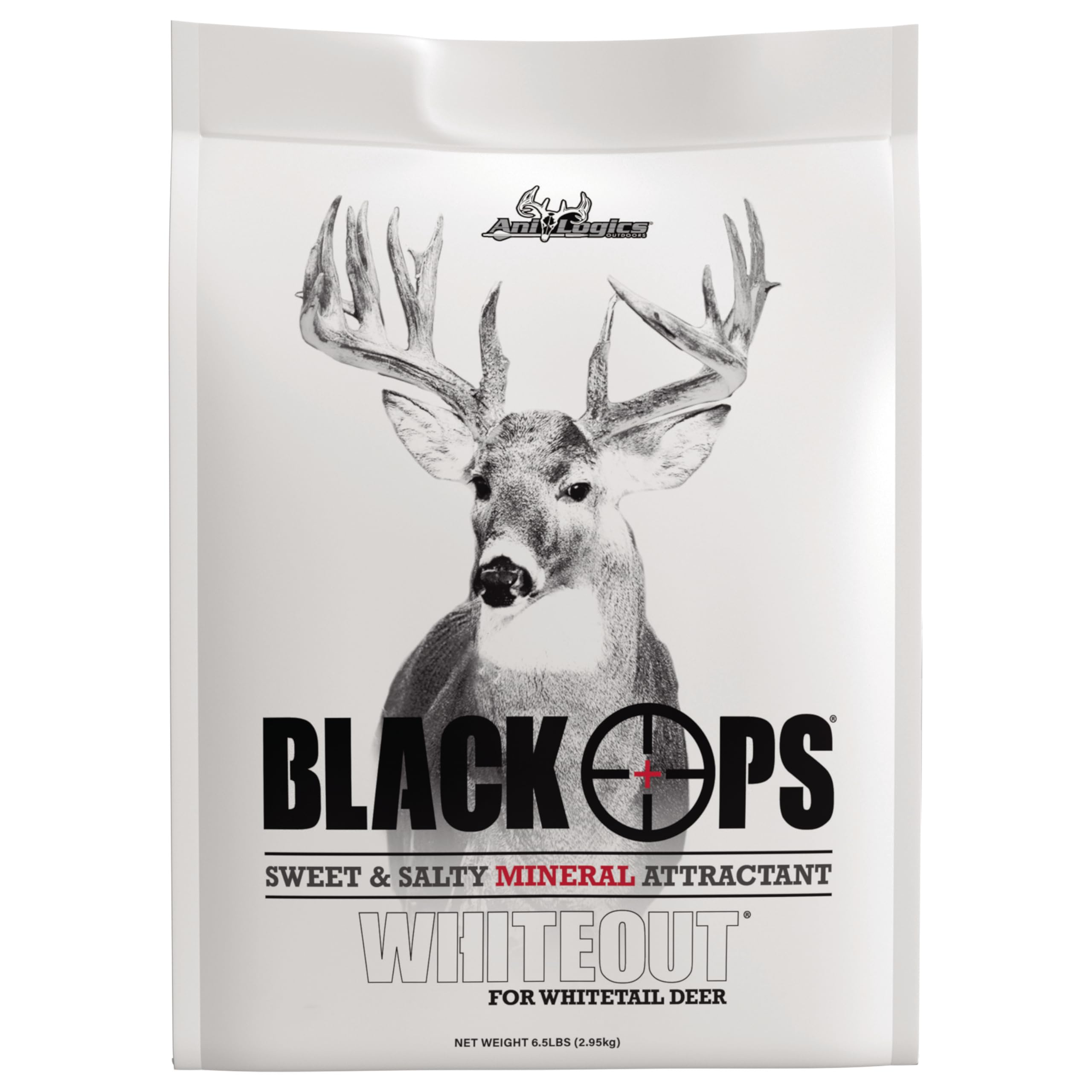 Ani-Logics Outdoors Black Ops Whiteout Granular Deer Mineral - Sweet & Salty Deer Attractant - Powdered Formula Soaks Into Soil 
