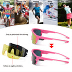Moofee Cycling Glasses Sports Polarized Sunglasses For Men Women Riding Fishing Golf Baseball Running Glasses (Mf006-Pink)