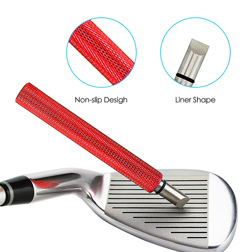 Vipmoon Golf Club Cleaner Kit, 2 Pcs Groove Sharpener Regrooving Tool And 1 Pcs Retractable Club Cleaner Brush, Portable Groove