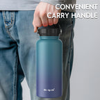 Navigate 32 oz Insulated Stainless Steel Sports Water Bottle with Spout & Handle Lids,Wide Mouth Water Jug with Double Walled Le