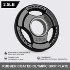 Lionscool 2-Inch Rubber Coated Olympic Grip Plate In Pairs Or Single For Strength Training, Weightlifting And Bodybuilding, Soli