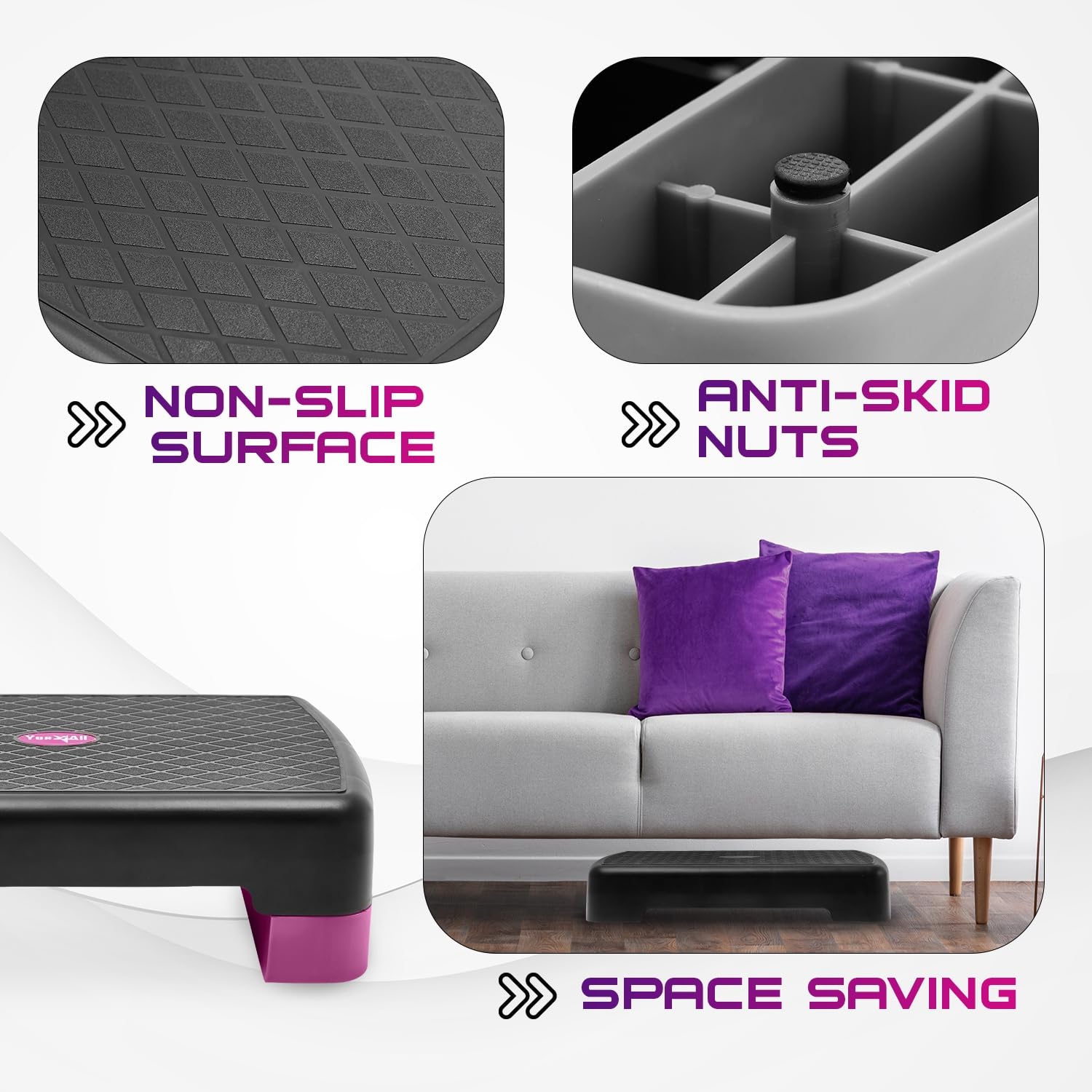 Yes4All Aerobic Exercise Step Platform - Purple/Black