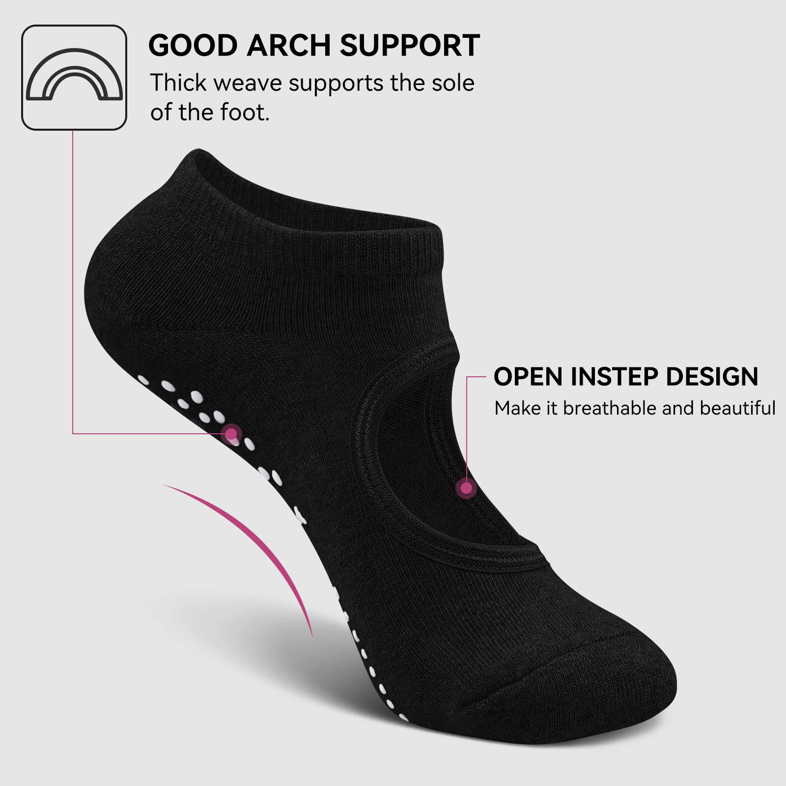 Yoga Socks Non Slip Skid Socks With Grips Pilates Ballet Barre Socks For Women