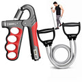 Lionfit Adjustable Hand Grip Strengthener With Resistance Tube Combo Home Gym Workout Set For Man And Women (Counter Adjustable