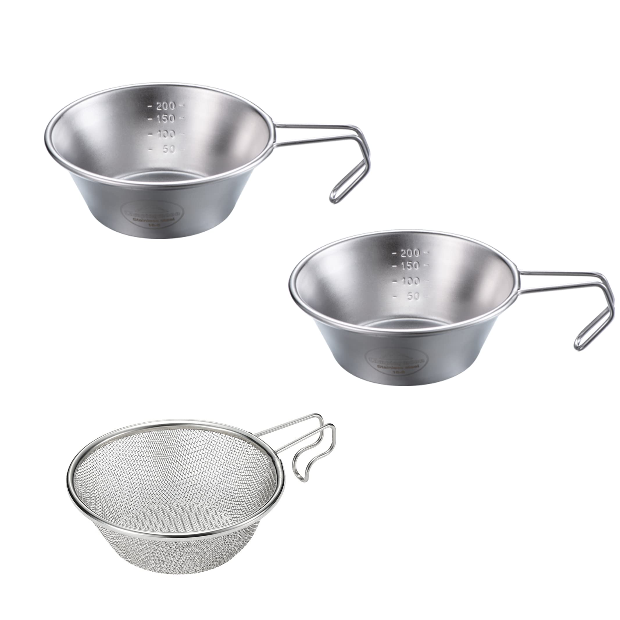 Campingmoon 2Pcs Set Stainless Steel Camping Sierra Cup 310Ml With 1Pc Colander S-220-2P/S-213