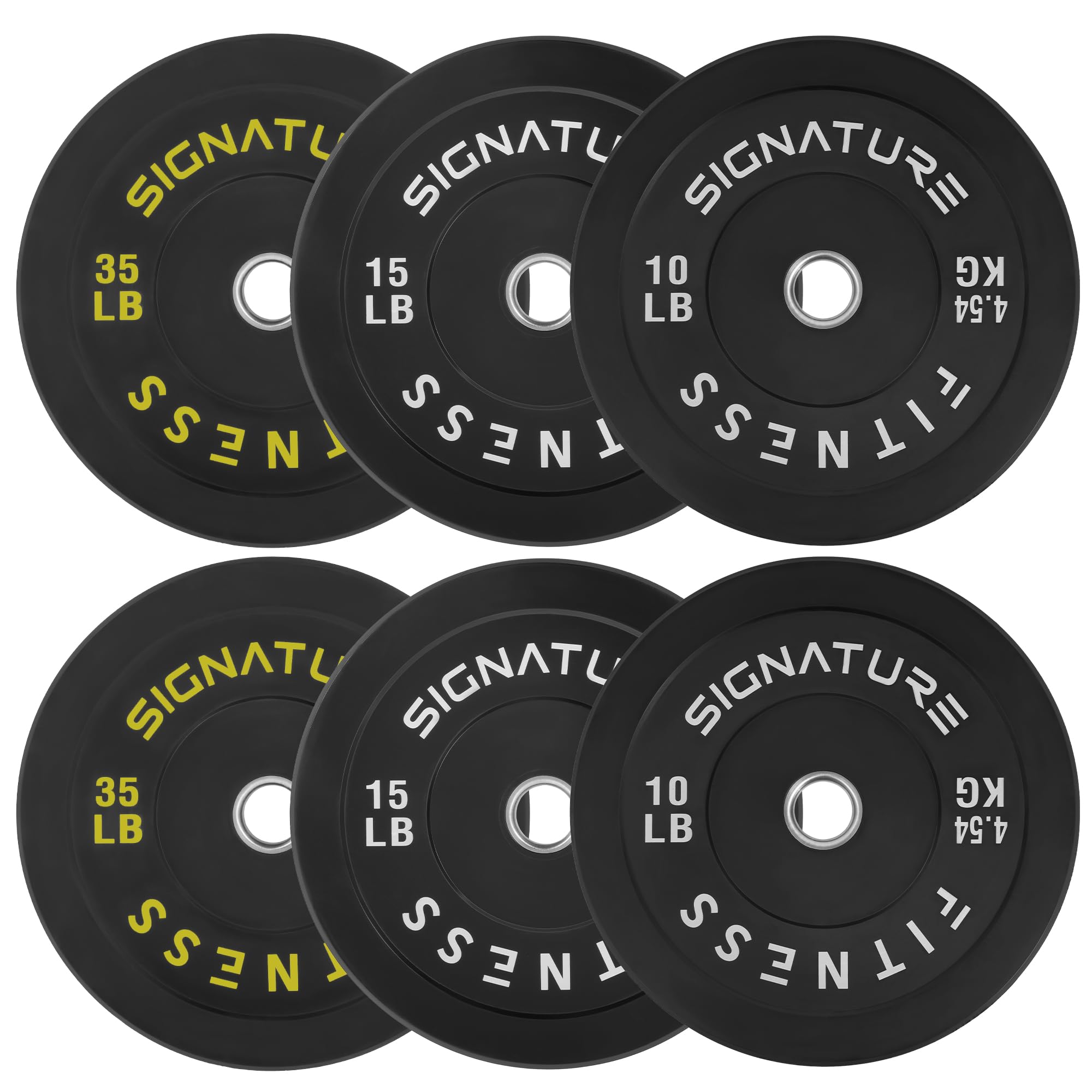 Fitvids 2'' Olympic Bumper Plate Weight Plates With Steel Hub, 120-Pound Set, 2X 10Lb, 2X 15Lb, 2X 35Lb