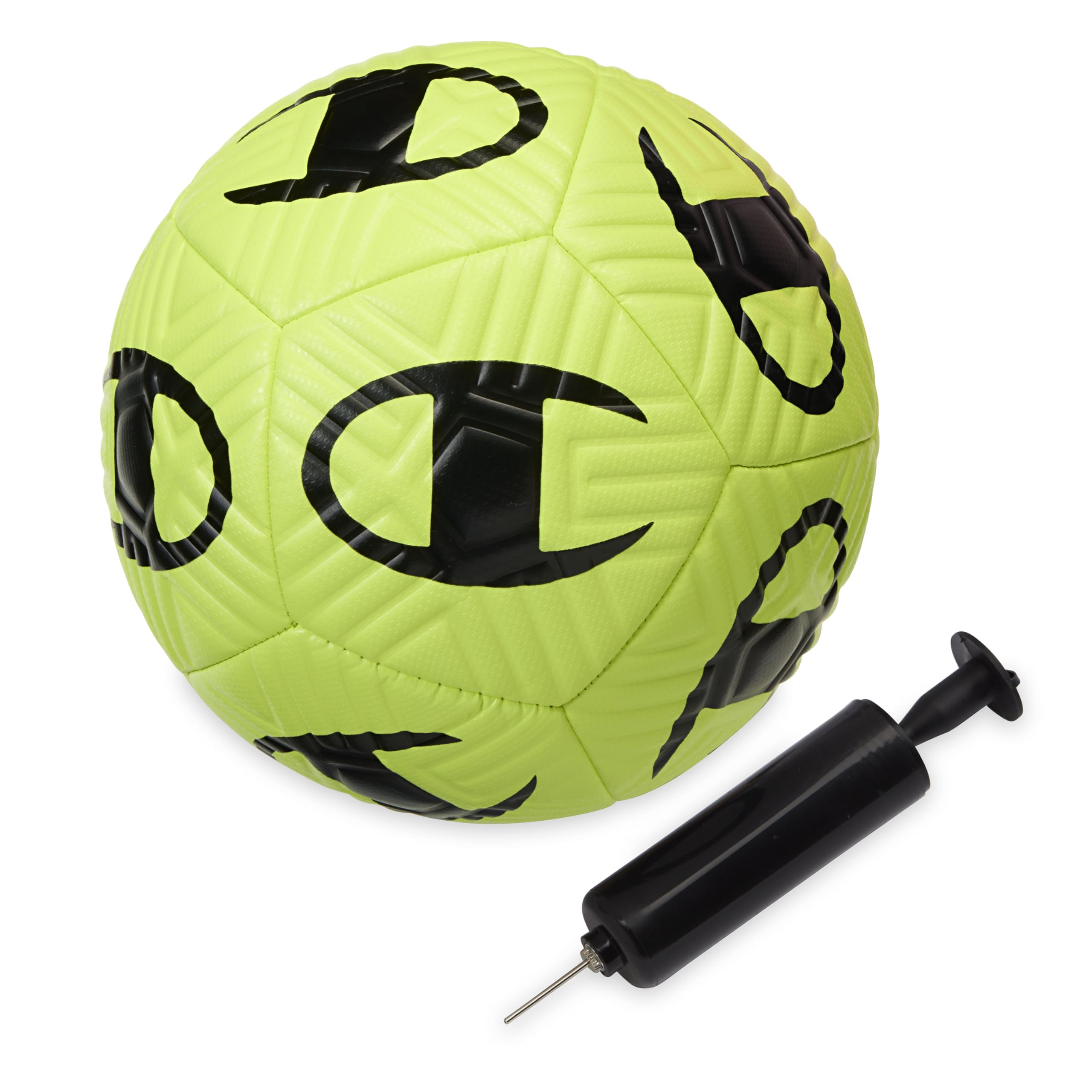 Champion Playmaker Logo Deflated Soccer Ball with Pump, Size 4 Soccer Ball (Evening Primrose/Black), Durable Panels for Kids, Yo