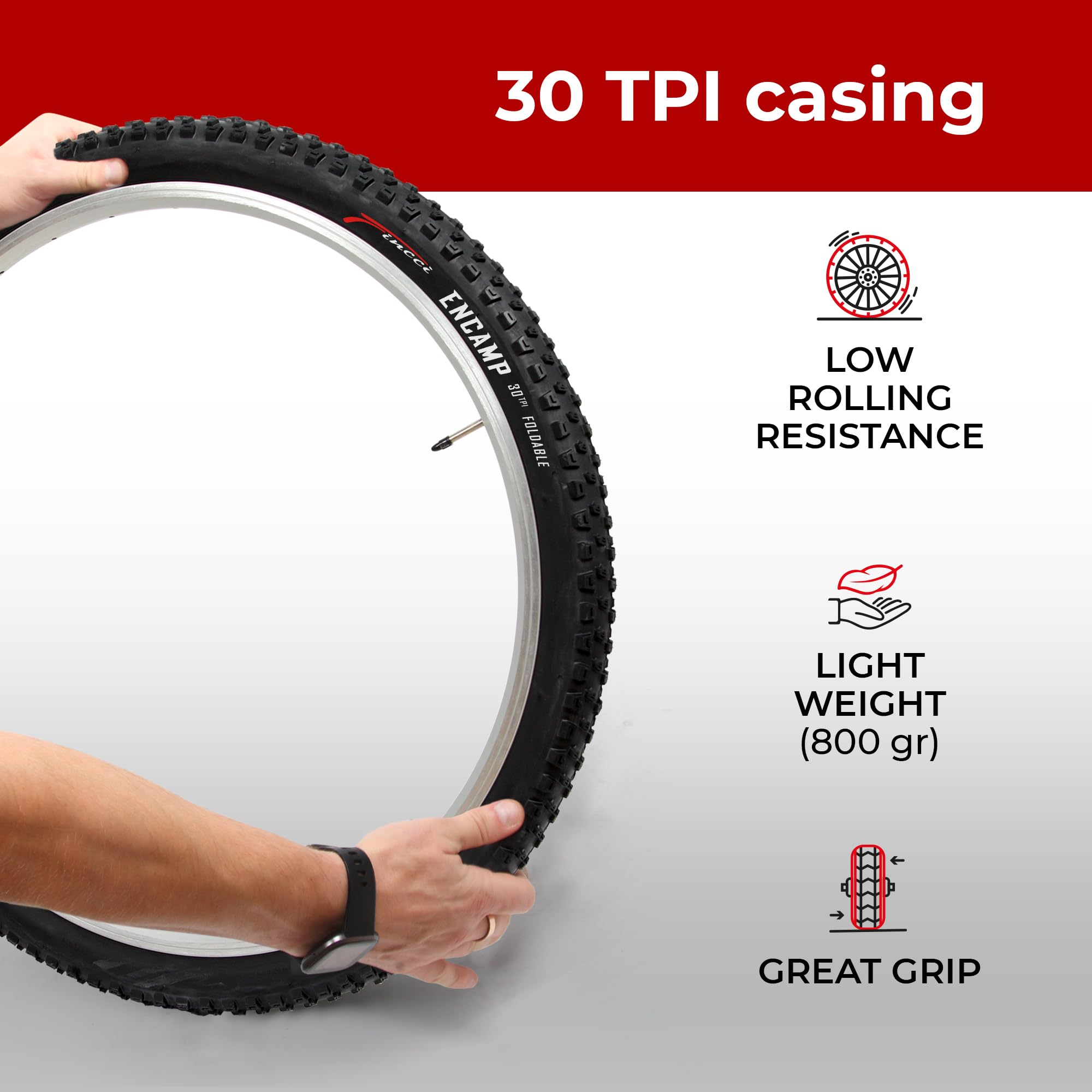 Fincci Encamp Pair Of Foldable 26 X 2.25 Mountain Bike Tire 57-559 For Road Mtb Offroad Bicycle - 26X2.25 Inch Bike Tires 2 Pack