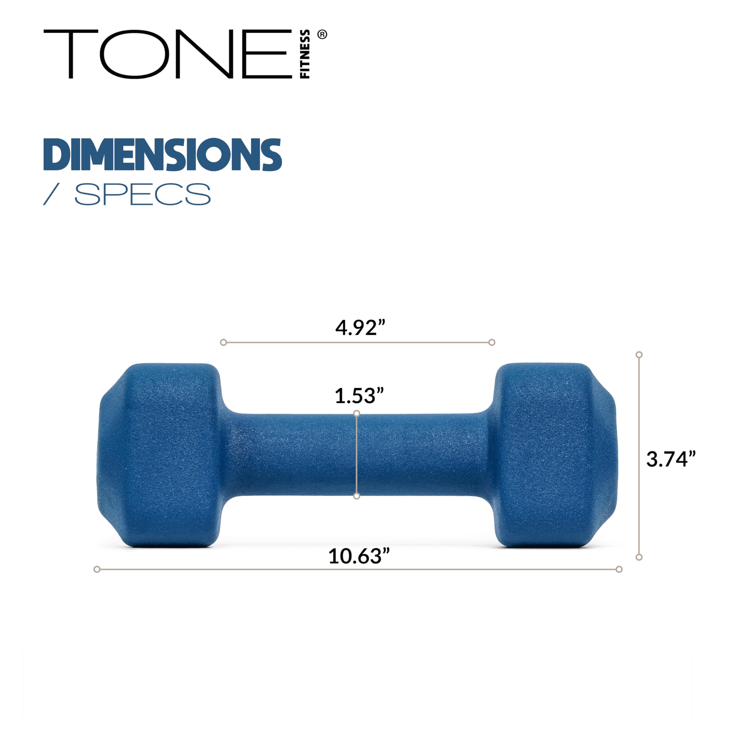 Tone Fitness 15 lb Neoprene Dumbbell Pair for Home Workouts - Non-Slip Design - Beige