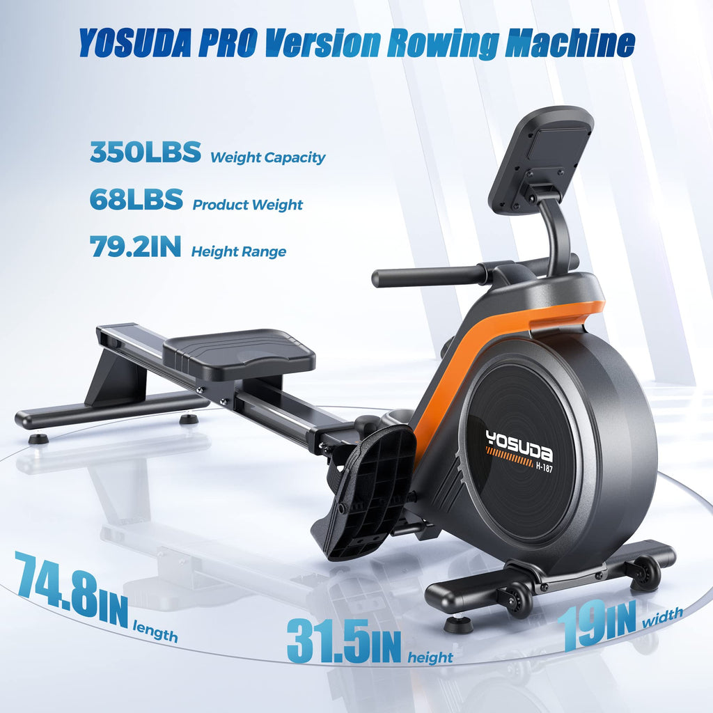 Yosuda Pro Magnetic Rowing Machine For Home Use-Foldable Rower With 350Lbs Weight Capacity And 16 Level Resistance