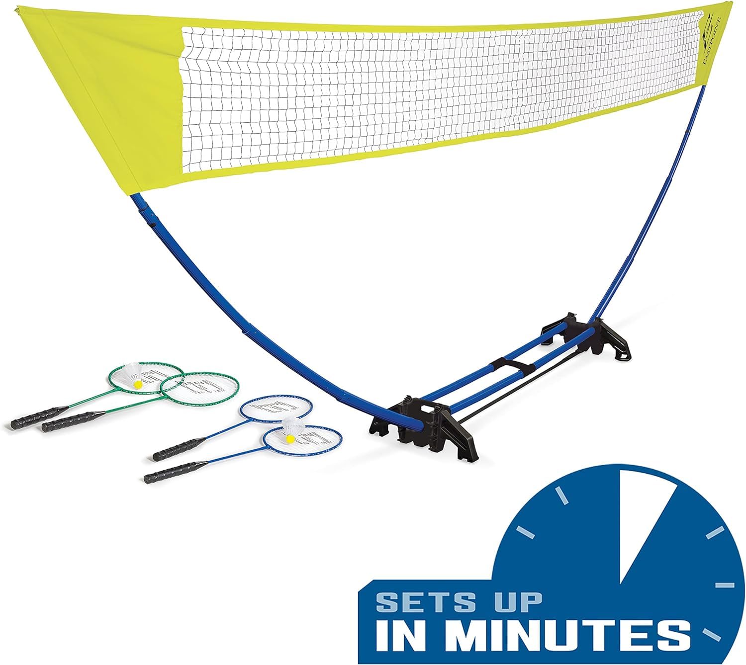 Eastpoint Sports Easy Setup Badminton Set - Backyard Outdoor Game For Family Fun - Includes 2 Racket & 2 Shuttlecocks
